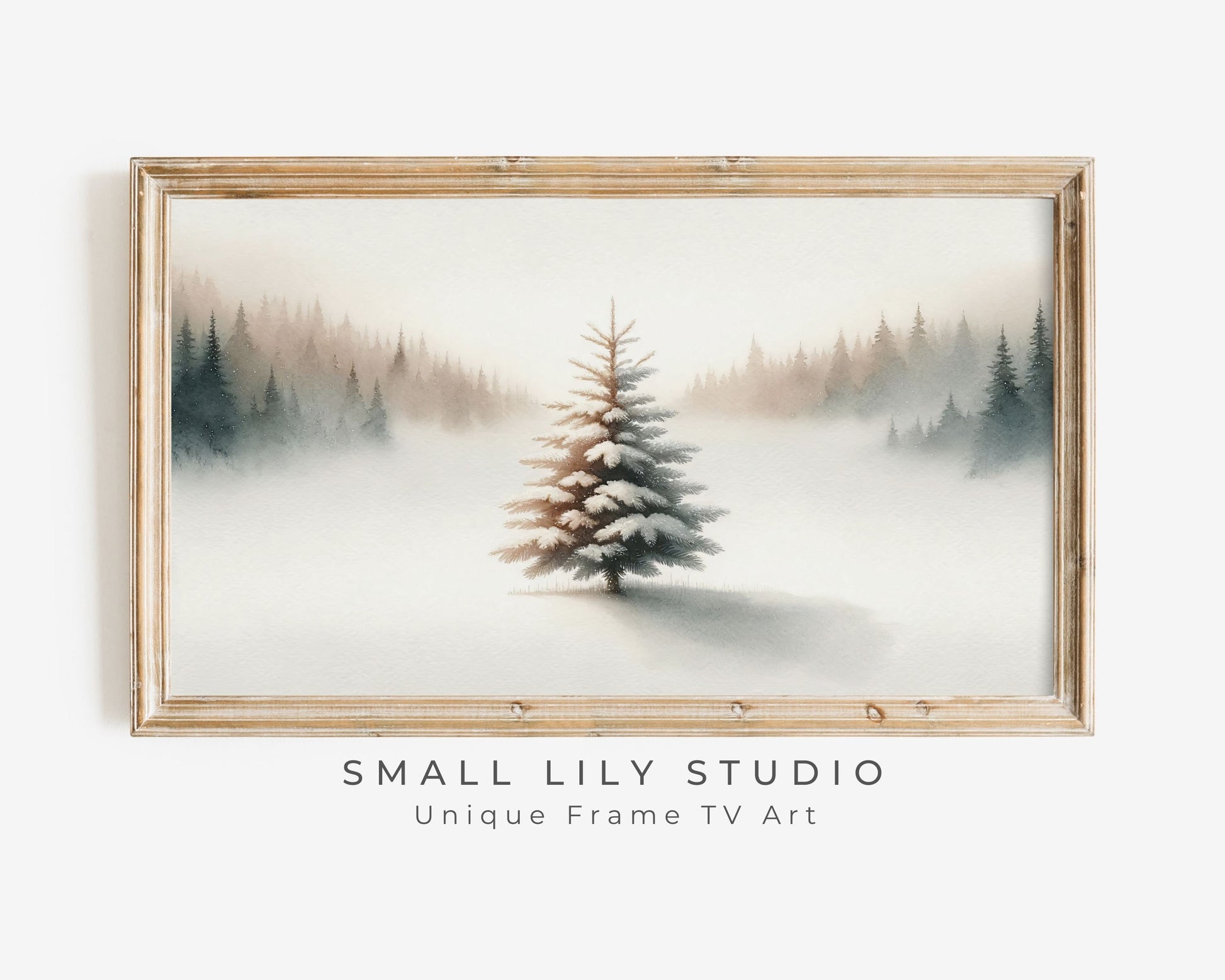 Minimalist Winter Pine Tree Frame TV Art