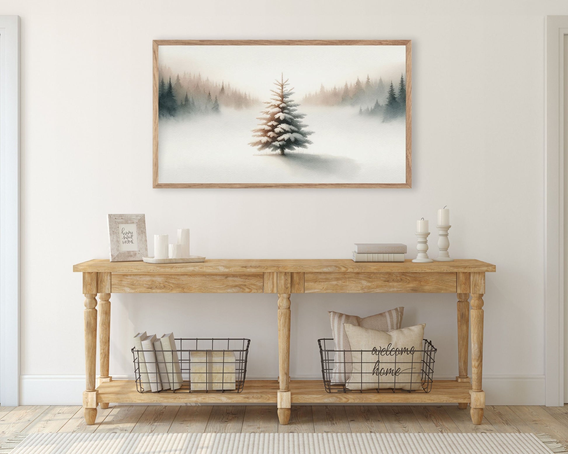 Minimalist Winter Pine Tree Frame TV Art