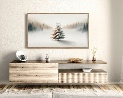 Minimalist Winter Pine Tree Frame TV Art