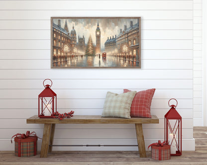 Rainy Christmas London Streetscape Frame TV Art