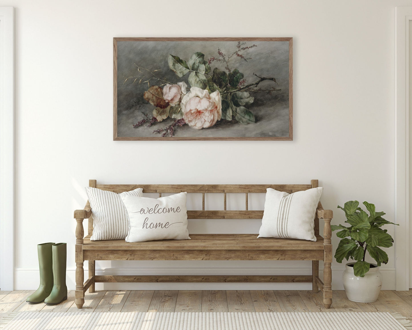 Vintage Moody Pink Flowers Frame TV Art