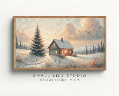 Christmas Cabin Frame TV Art