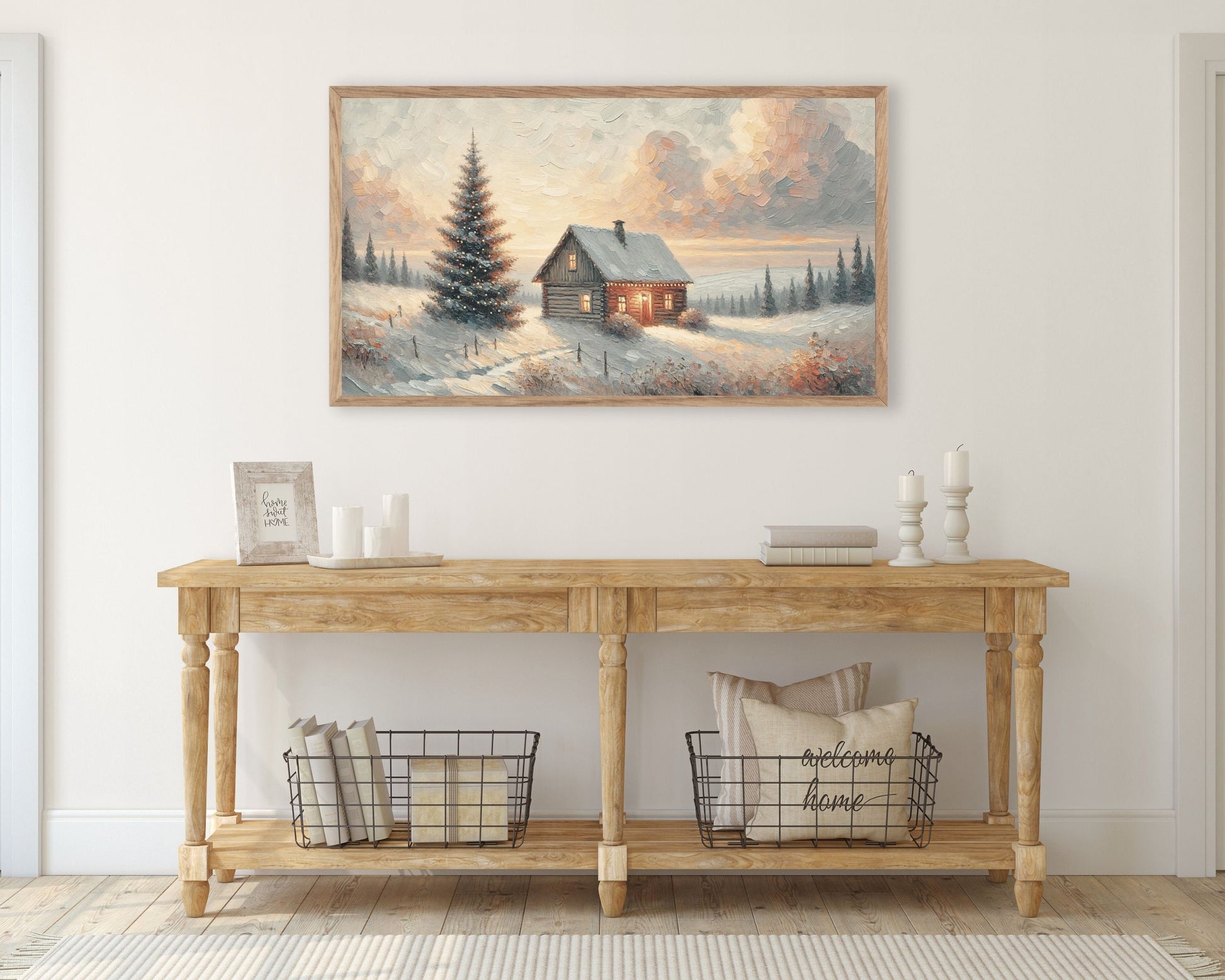 Christmas Cabin Frame TV Art