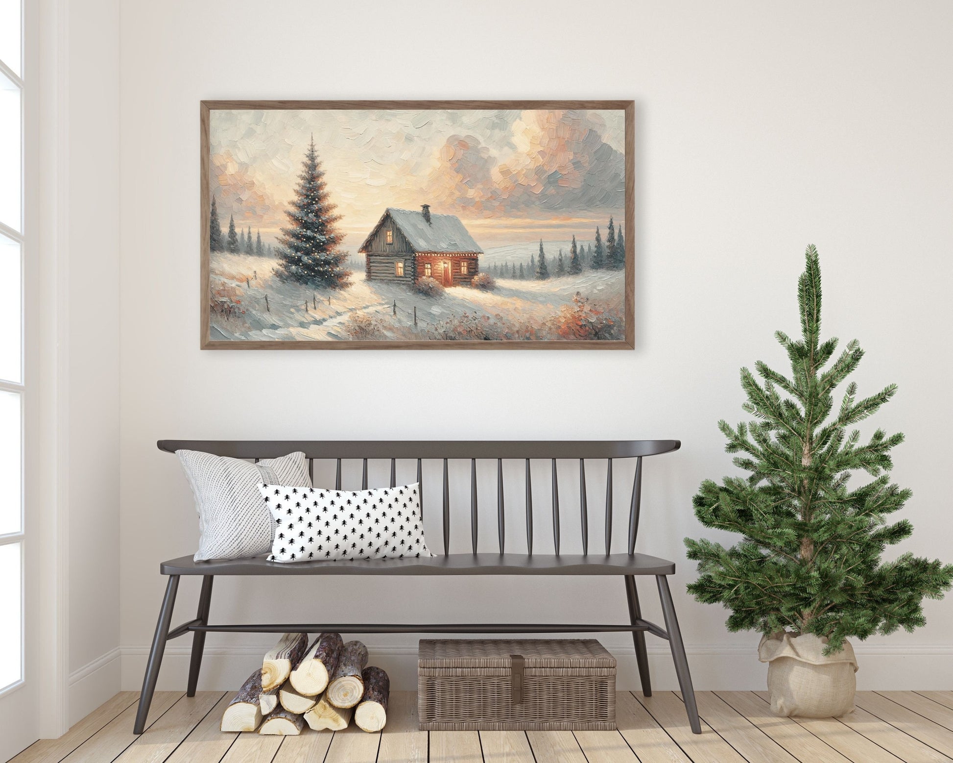 Christmas Cabin Frame TV Art