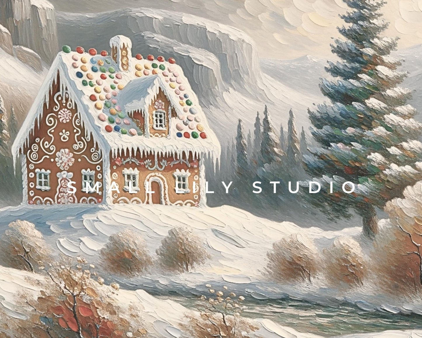 Gingerbread House In Forest Frame TV Art