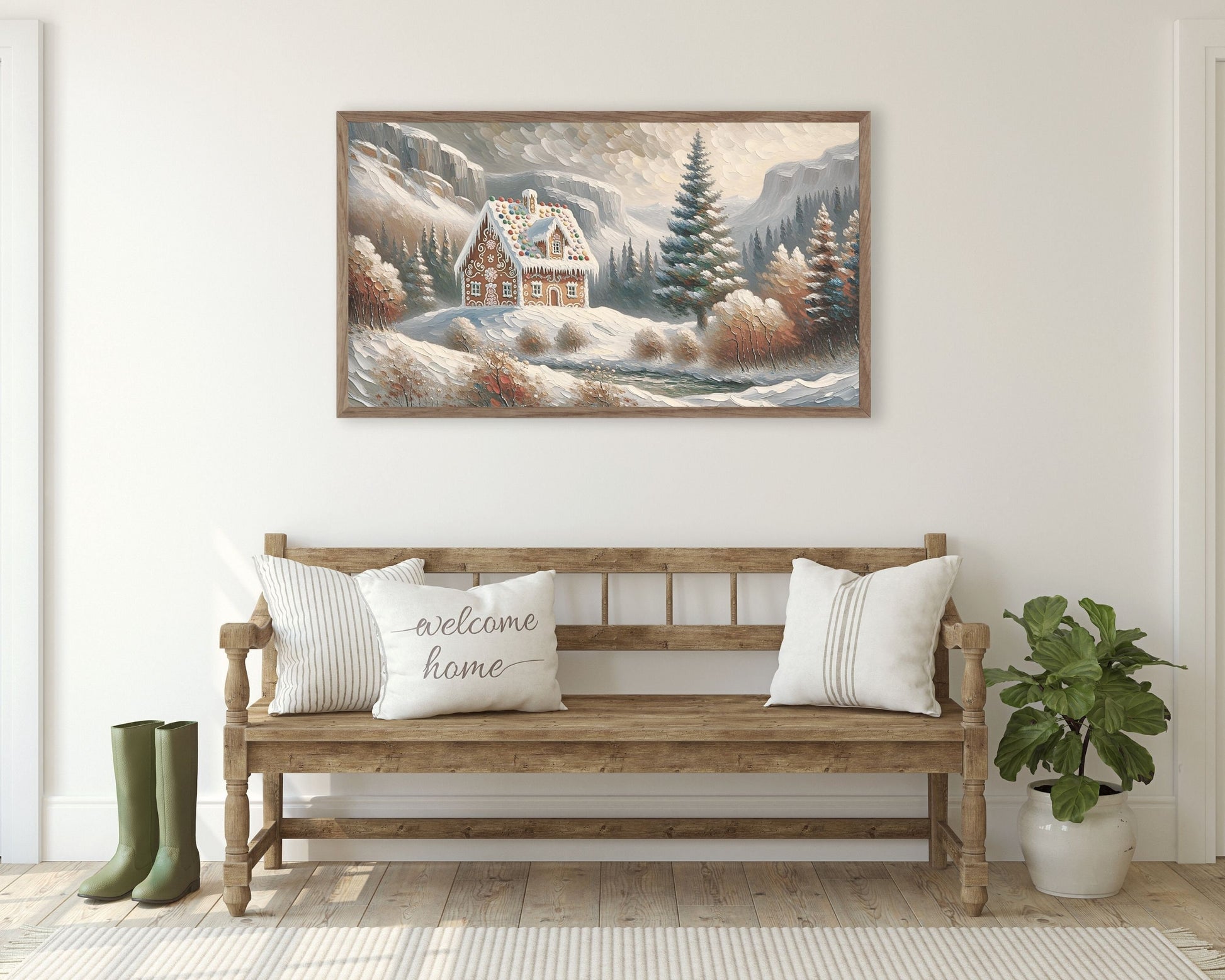 Gingerbread House In Forest Frame TV Art