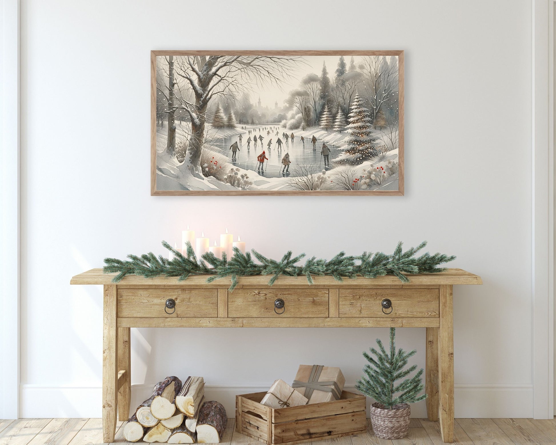 Christmas Ice Skating Frame TV Art