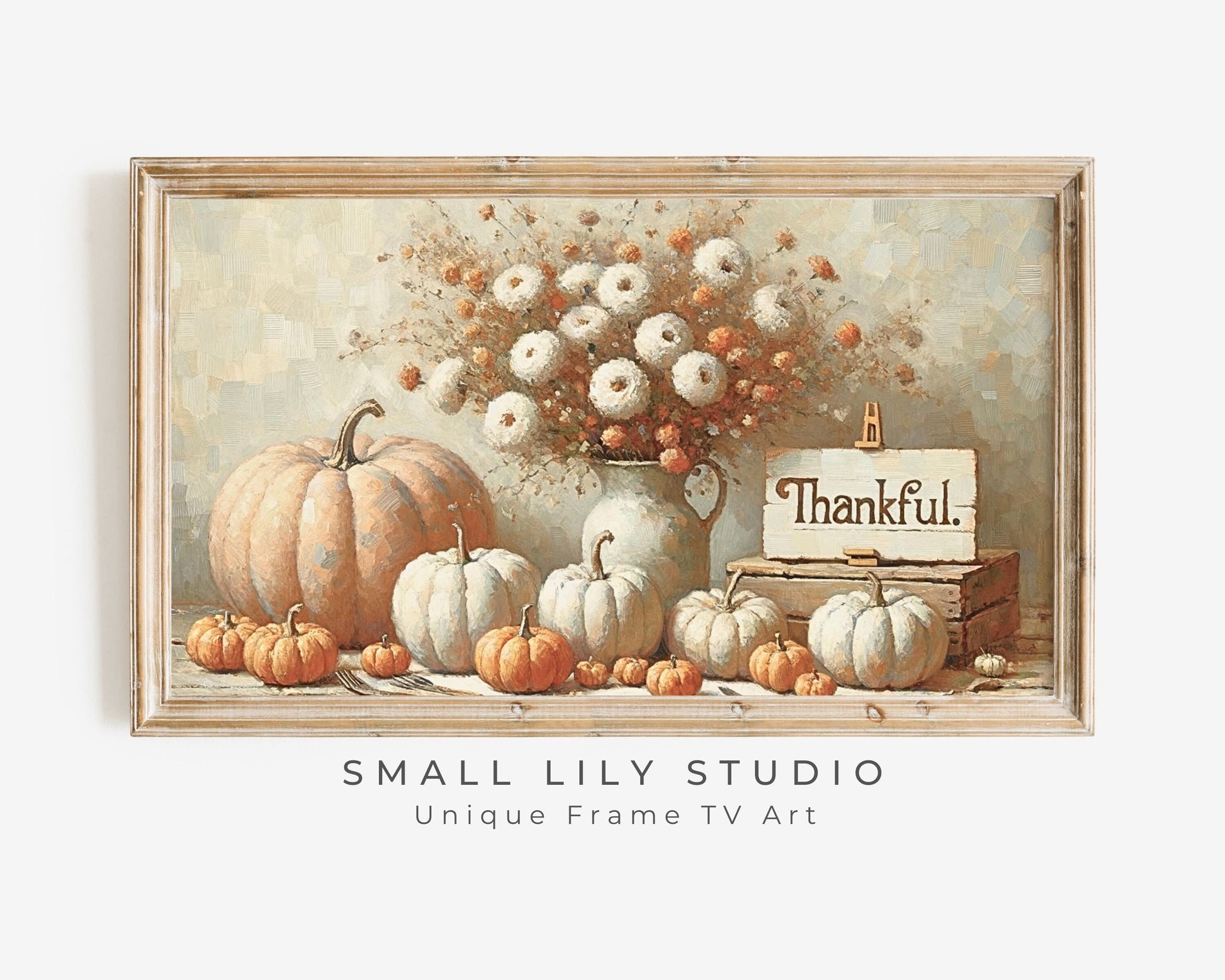 Thanksgiving Pumpkins and Flowers Frame TV Art