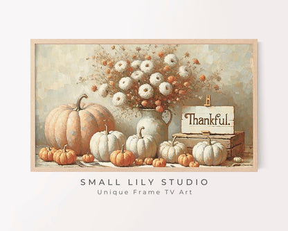 Thanksgiving Pumpkins and Flowers Frame TV Art