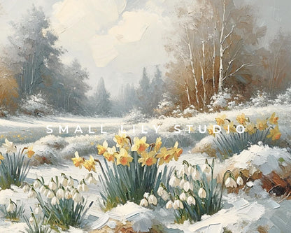 Winter Daffodils in Snow Frame TV Art