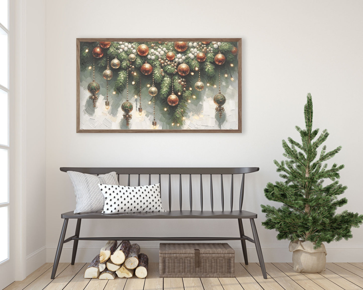 Christmas Garland And Baubles Frame TV Art