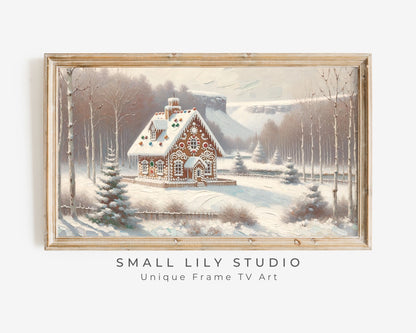 Gingerbread House In Snow Frame TV Art