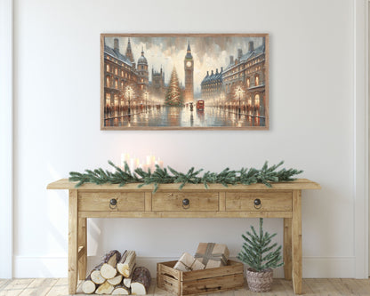 Rainy Christmas London Streetscape Frame TV Art