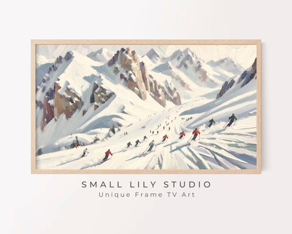 Ski Holiday In Snow Frame TV Art