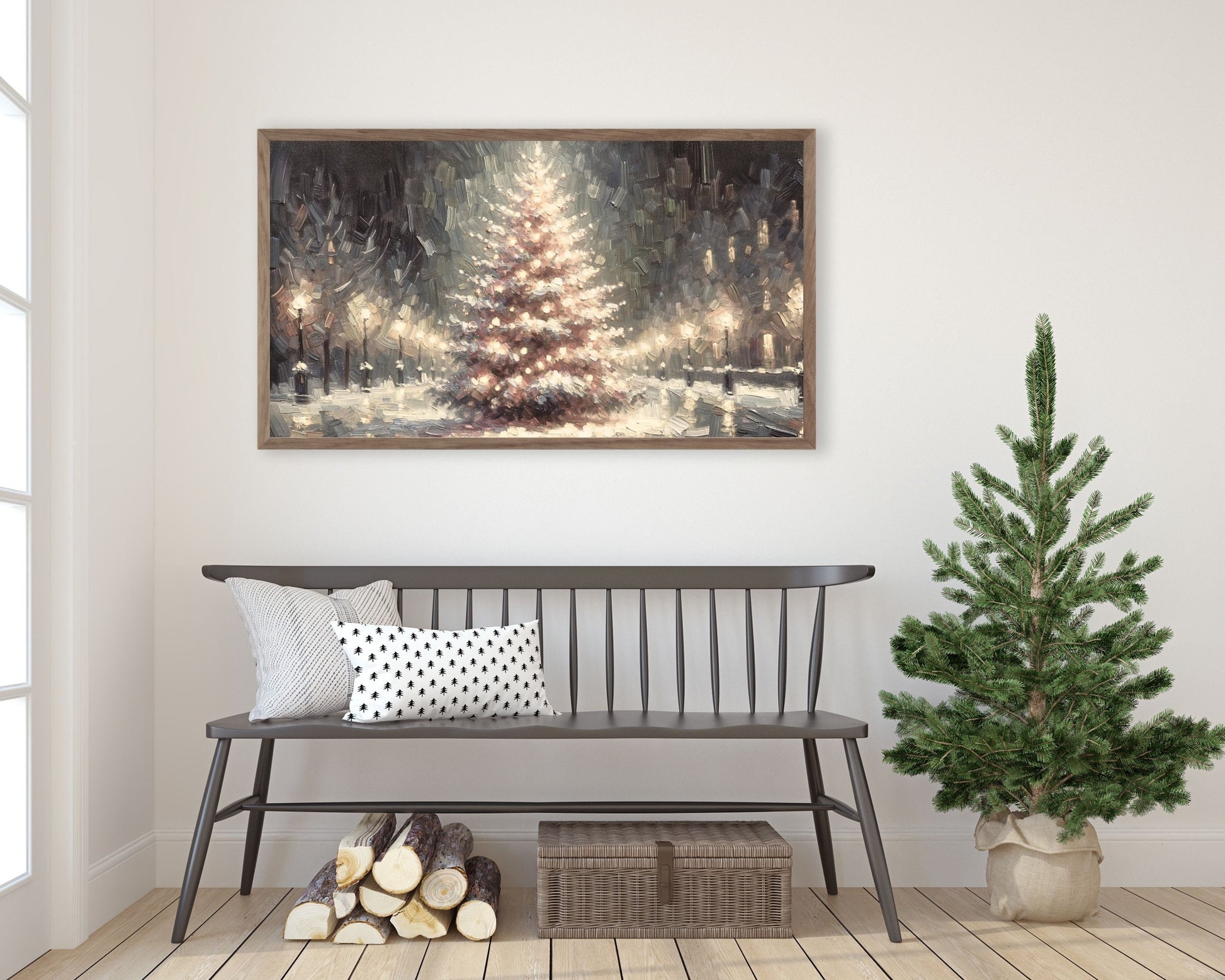 Christmas Tree Neutral Frame TV Art