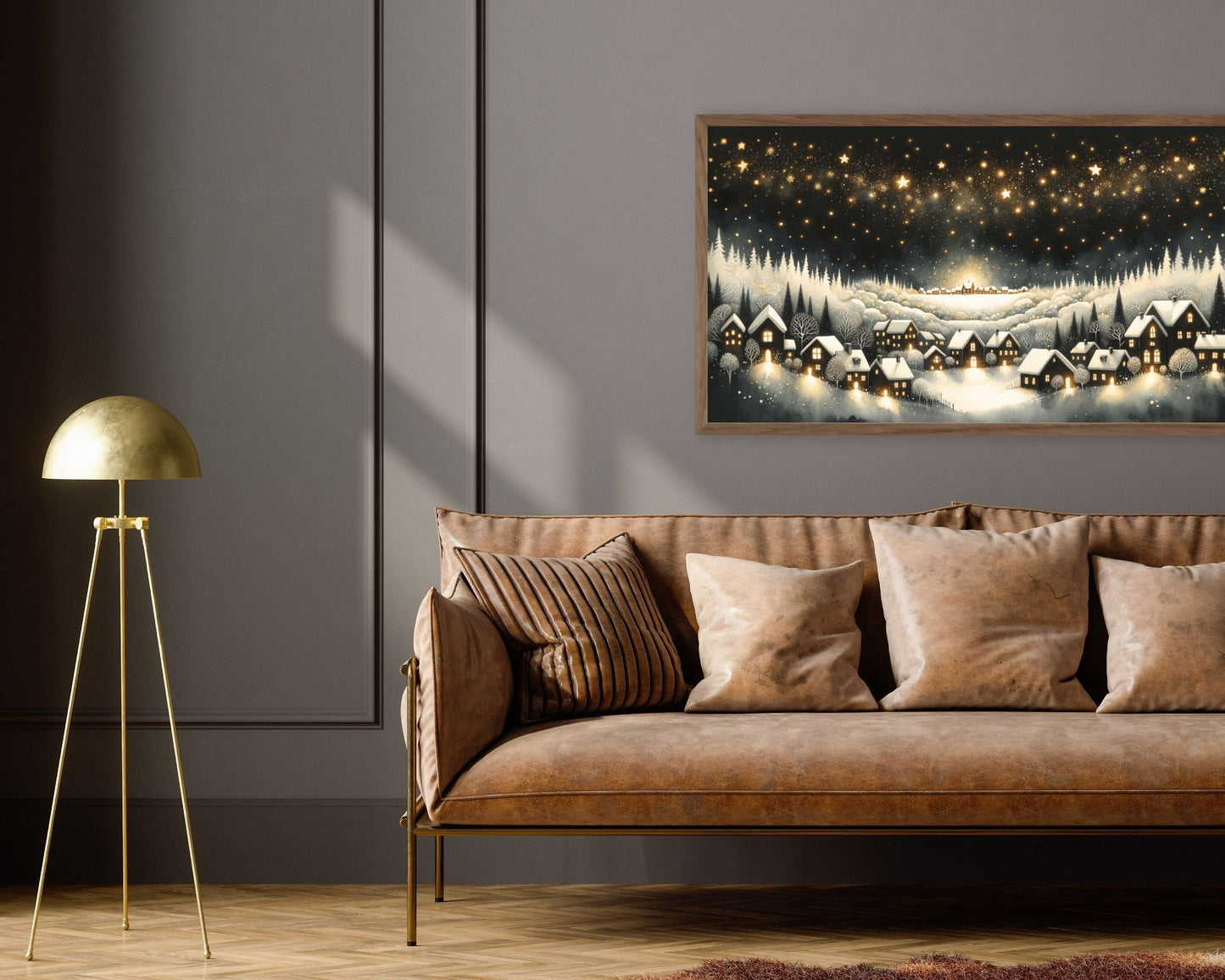 Christmas Village at Night Frame TV Art