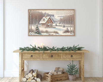 Gingerbread House In Snow Frame TV Art