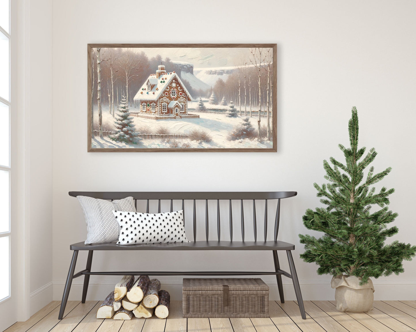 Gingerbread House In Snow Frame TV Art