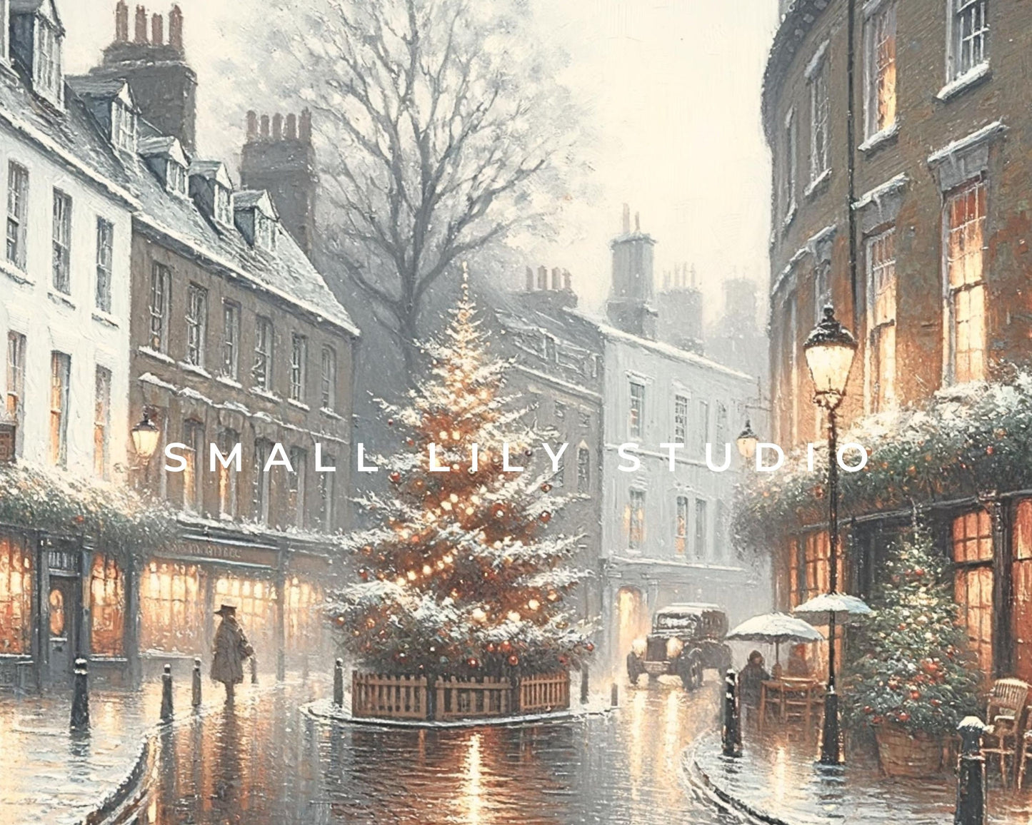 Christmas in the London Rain Frame TV Art