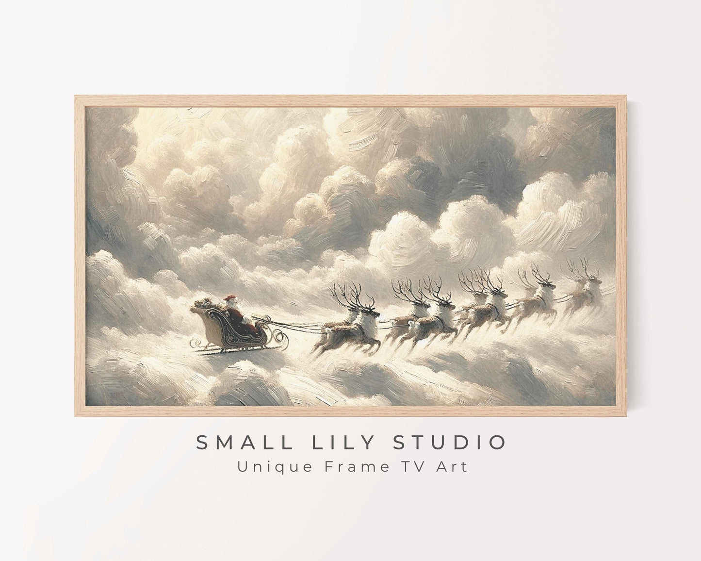 Flying Santa Sleigh And Reindeer Frame TV Art