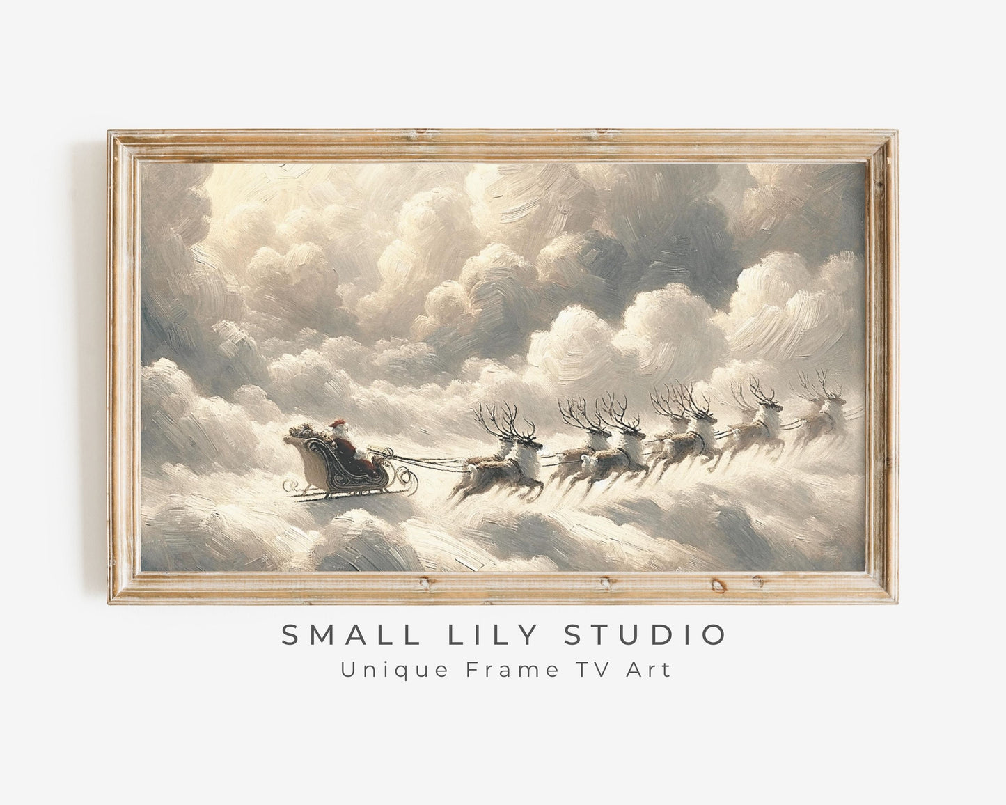 Flying Santa Sleigh And Reindeer Frame TV Art