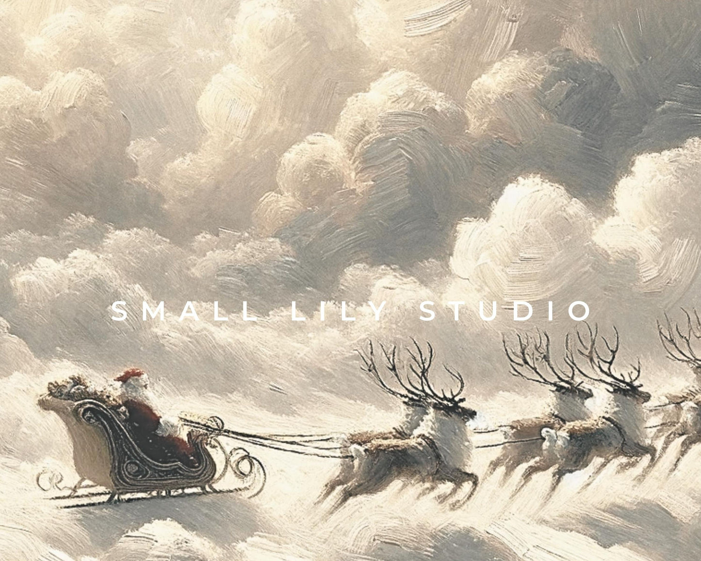 Flying Santa Sleigh And Reindeer Frame TV Art