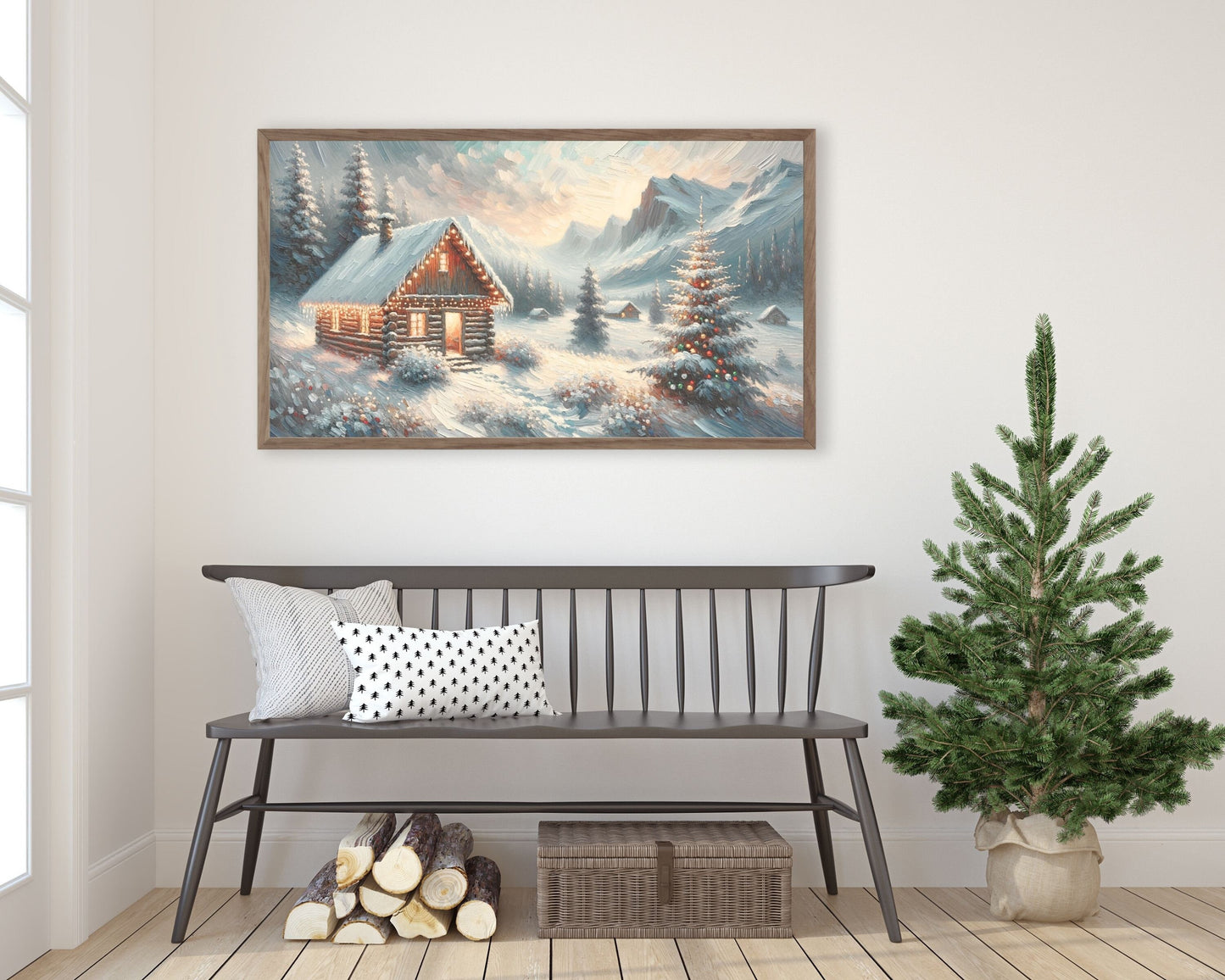 Christmas Winter Cabin Frame TV Art