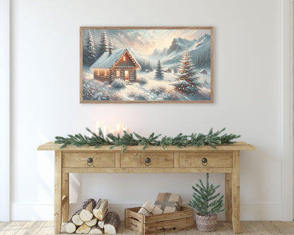 Christmas Winter Cabin Frame TV Art