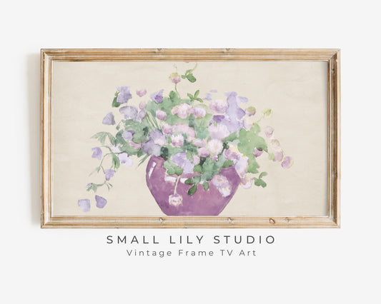 Purple Flowers Still Life Frame TV Art