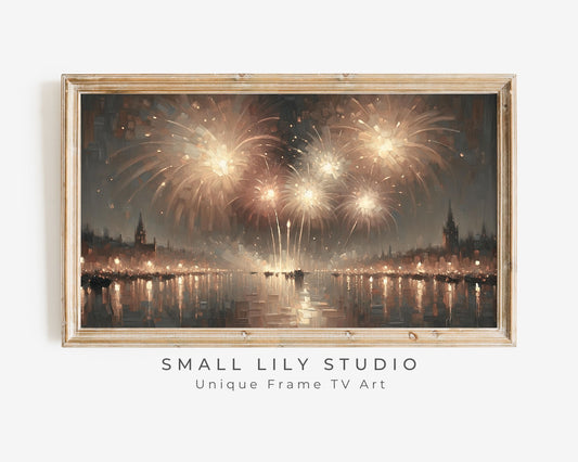 Gold Fireworks Vintage Painting Style Frame TV Art