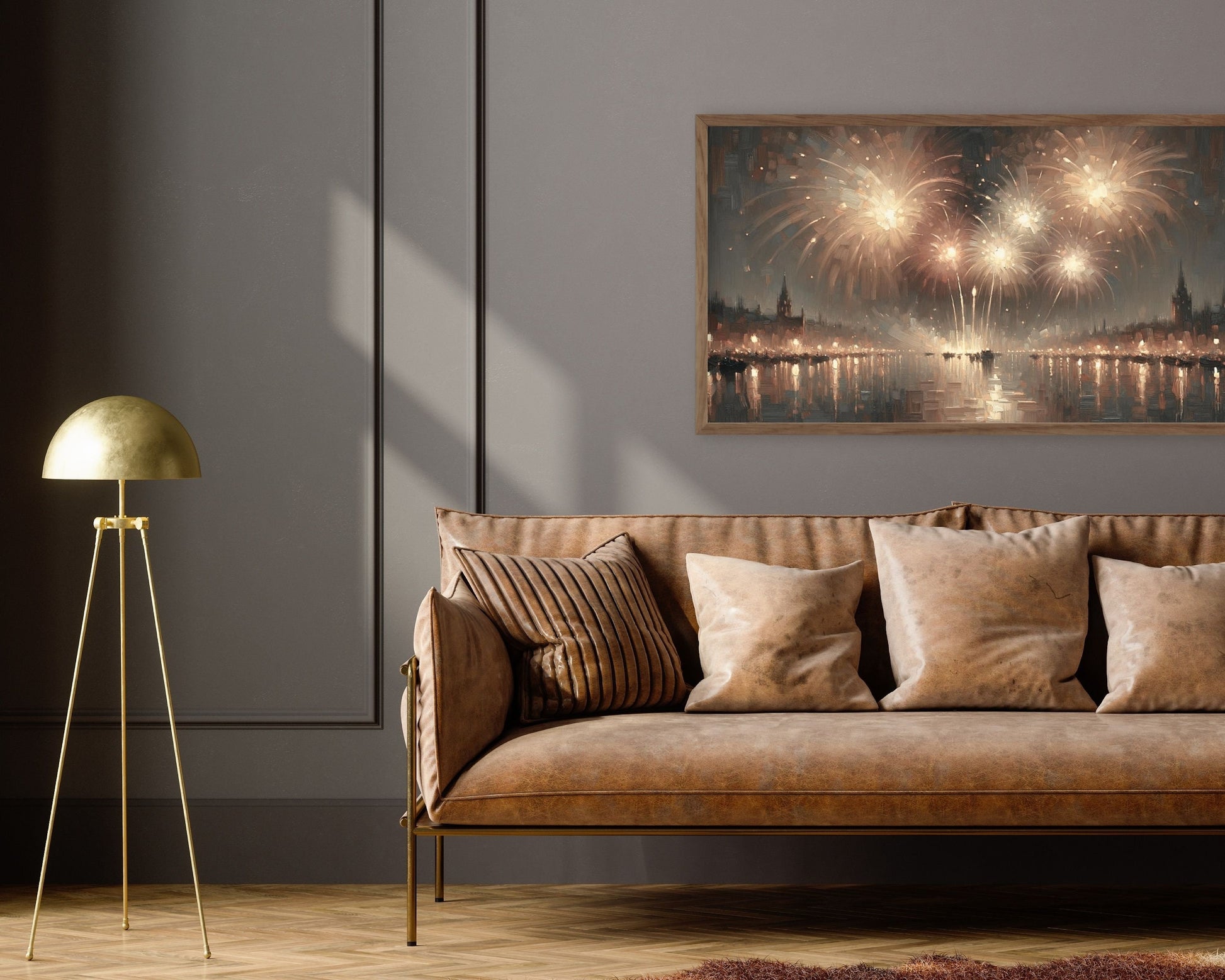 Gold Fireworks Vintage Painting Style Frame TV Art