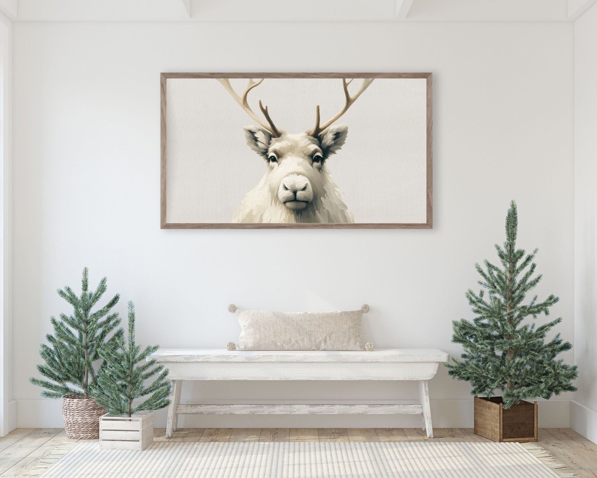 Christmas Reindeer Portrait Frame TV Art