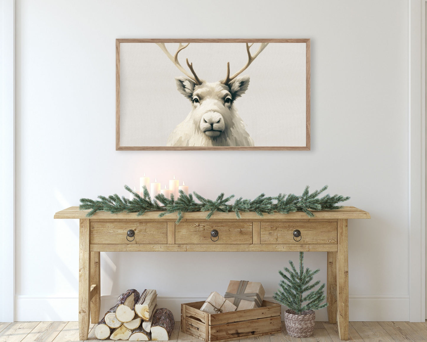 Christmas Reindeer Portrait Frame TV Art