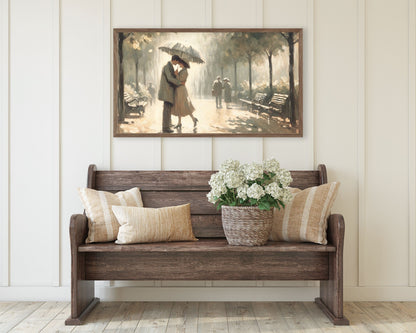 Valentine's Day Couple In The Rain Frame TV Art