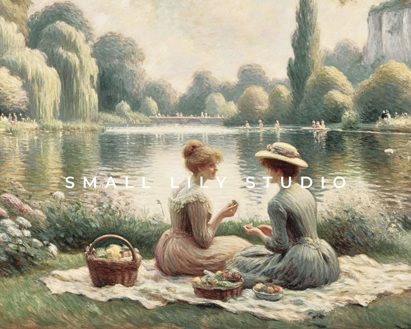 Women On Picnic By The Lake Frame TV Art