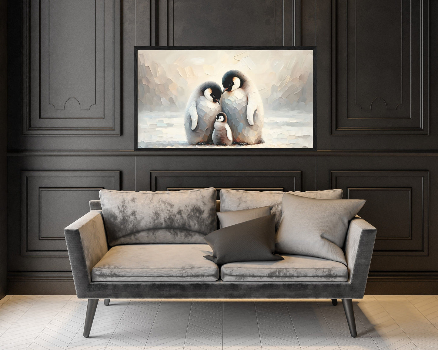 Penguin Family Frame TV Art