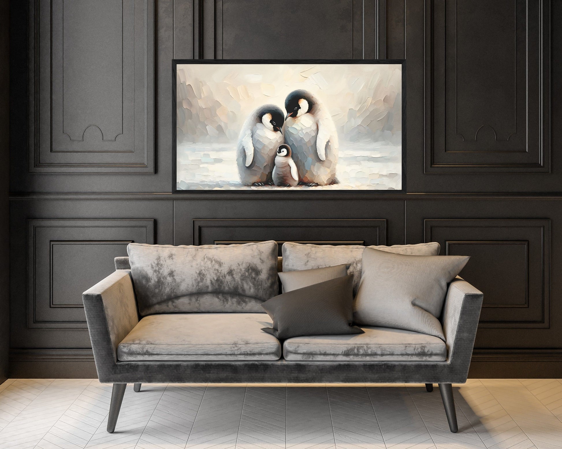 Penguin Family Frame TV Art