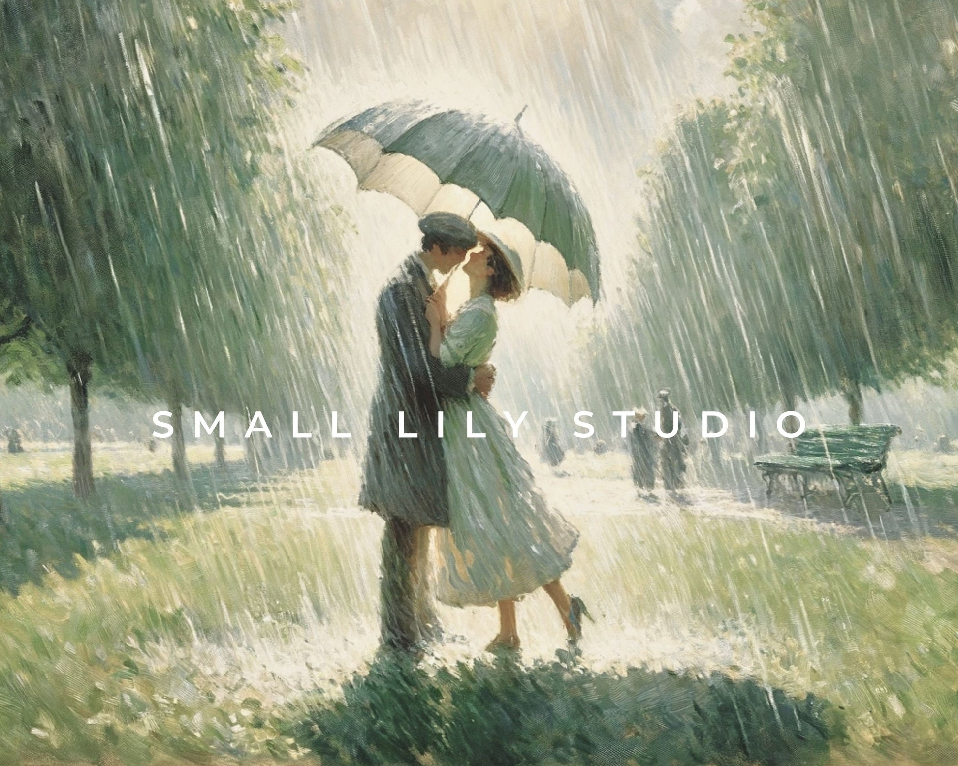 Romantic Couple In The Rain Frame TV Art