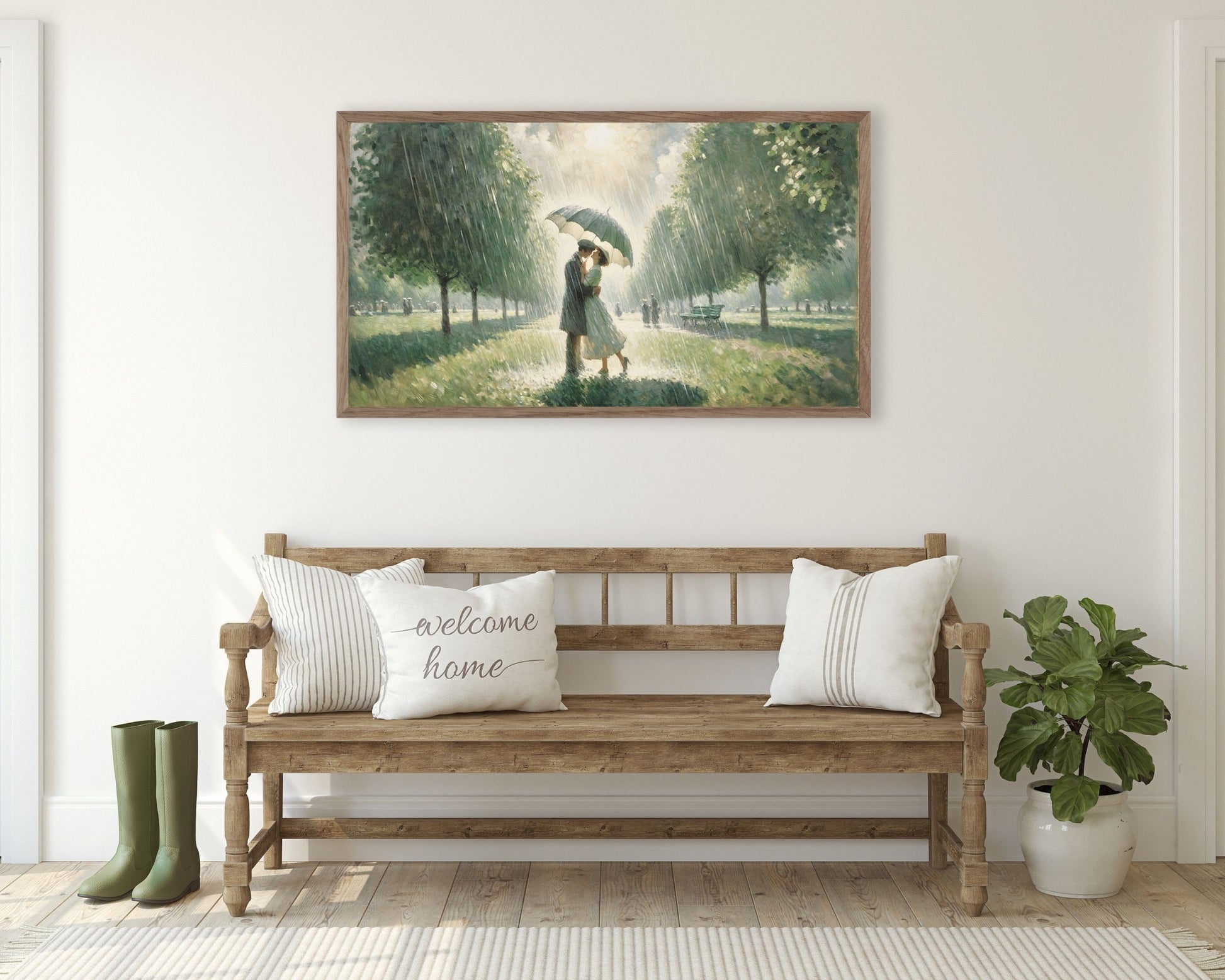 Romantic Couple In The Rain Frame TV Art