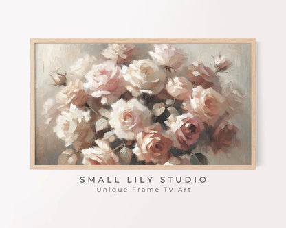 Pink Roses Still Life Frame TV Art