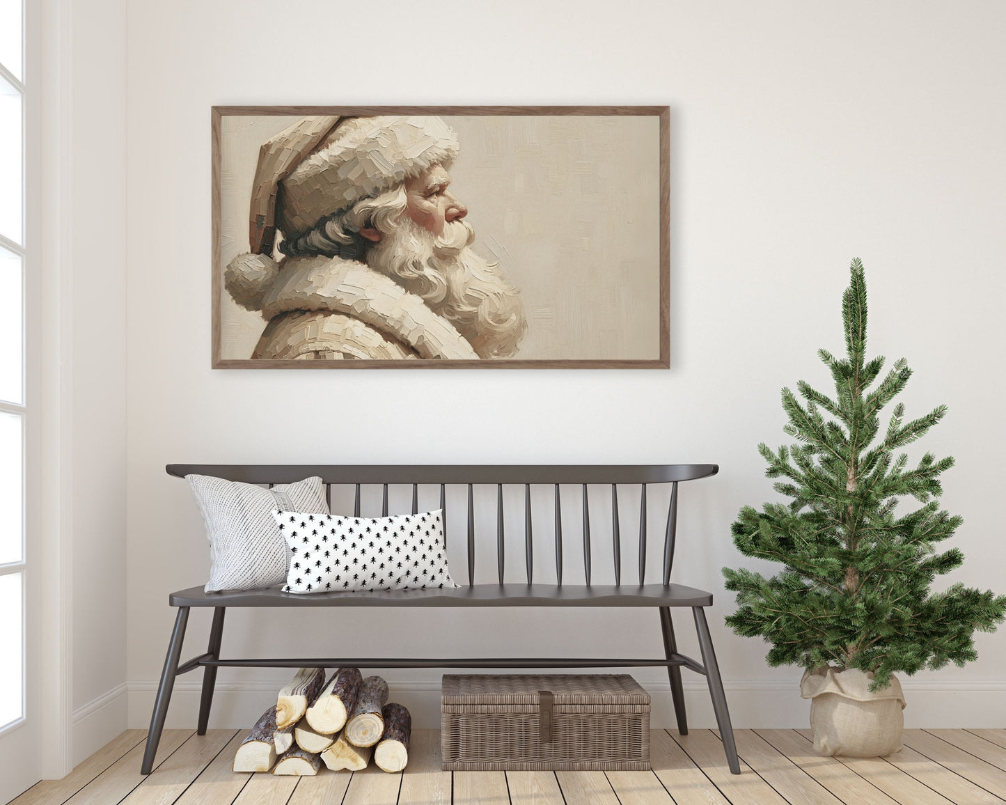 Neutral Santa Portrait Frame TV Art