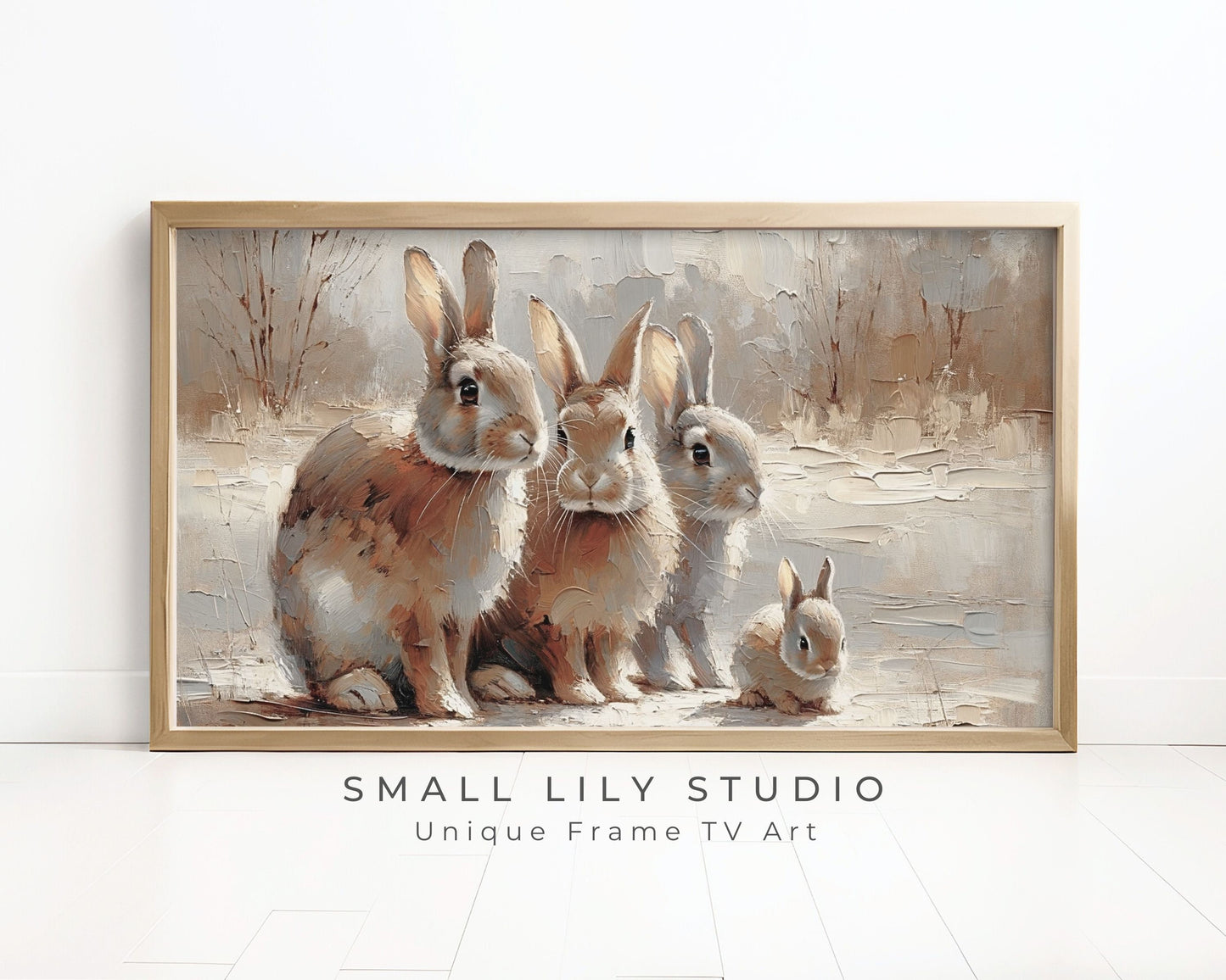 Rabbit Family Frame TV Art