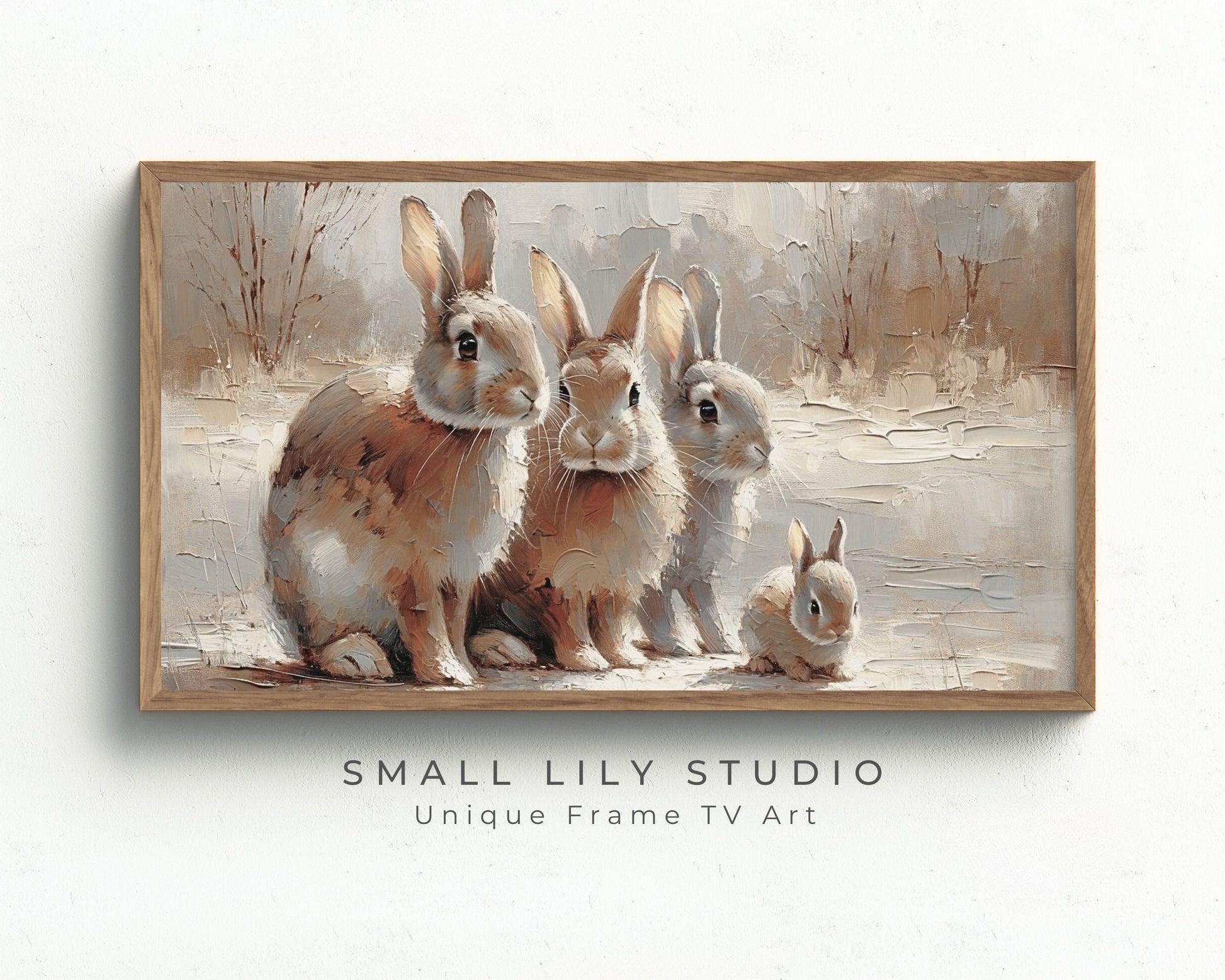 Rabbit Family Frame TV Art