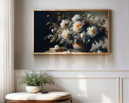 Moody Floral Still Life Art Frame TV Art