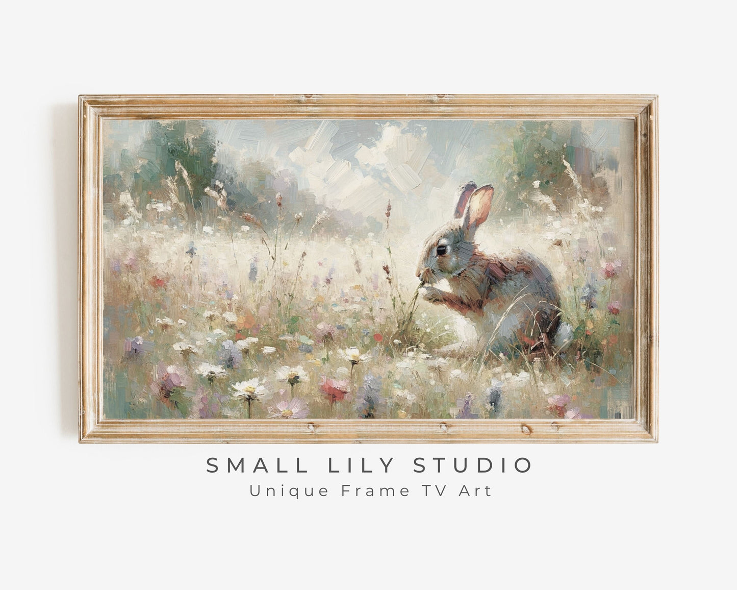 Rabbit in Flower Field Easter Frame TV Art