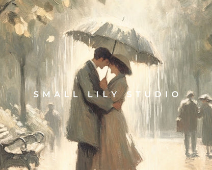 Valentine's Day Couple In The Rain Frame TV Art