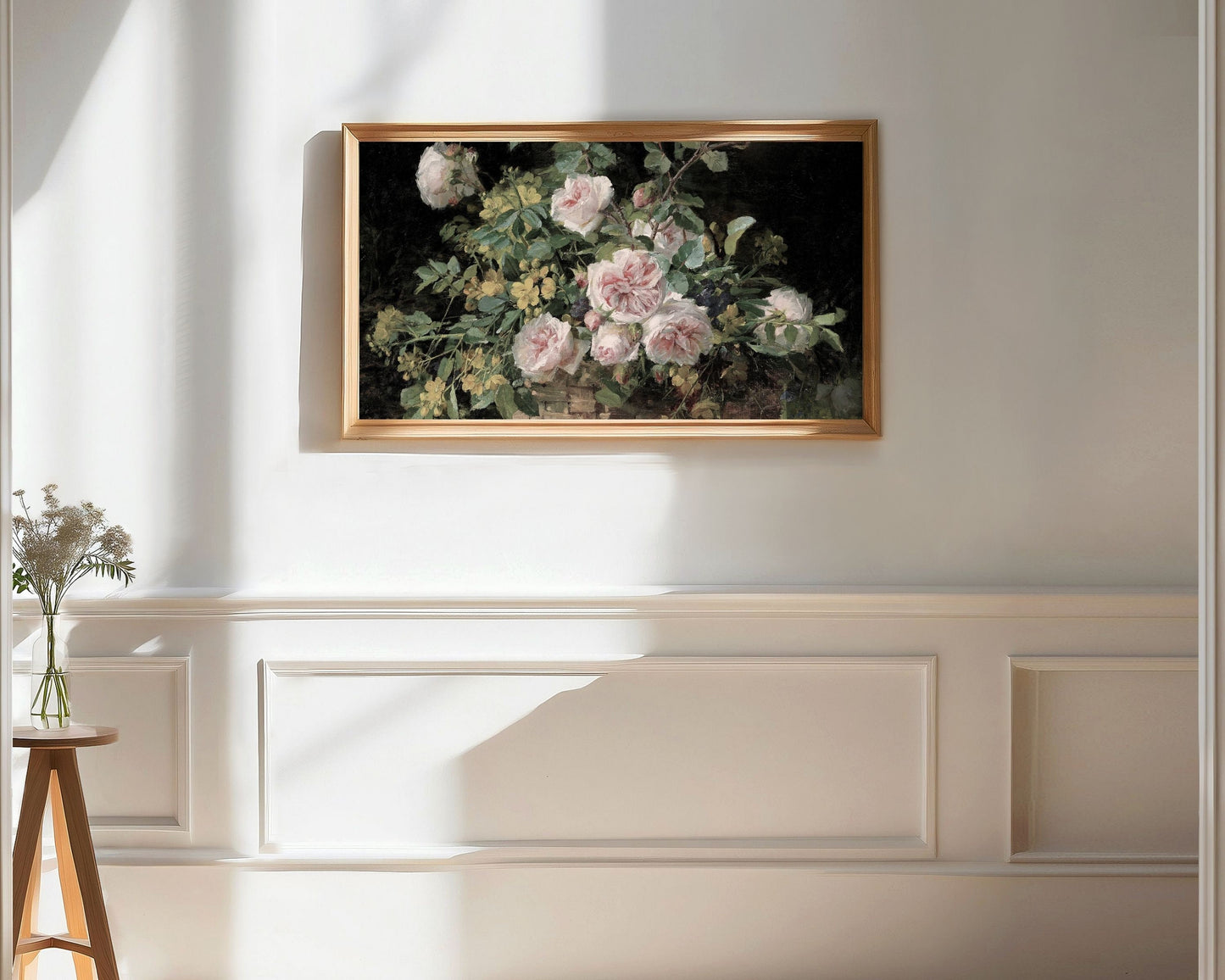 Moody Floral Pink Roses Frame TV Art