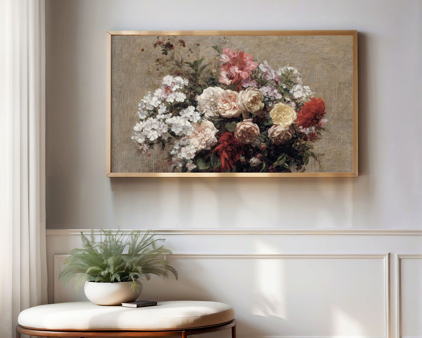 Vintage Floral Still Life Painting Frame TV Art