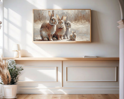 Rabbit Family Frame TV Art