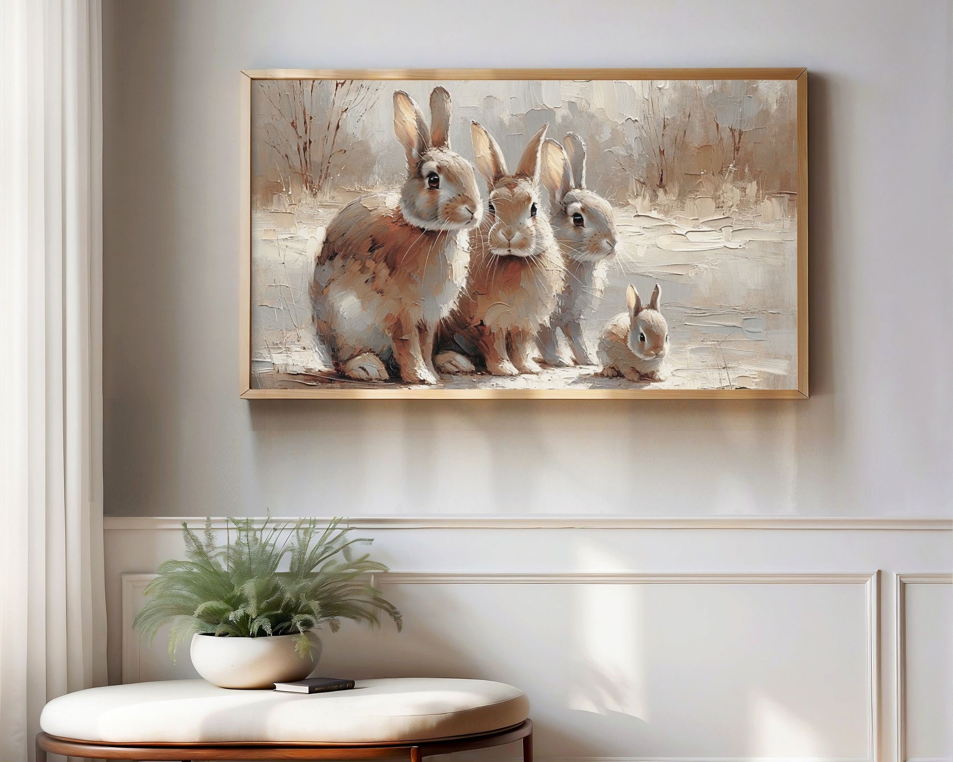 Rabbit Family Frame TV Art